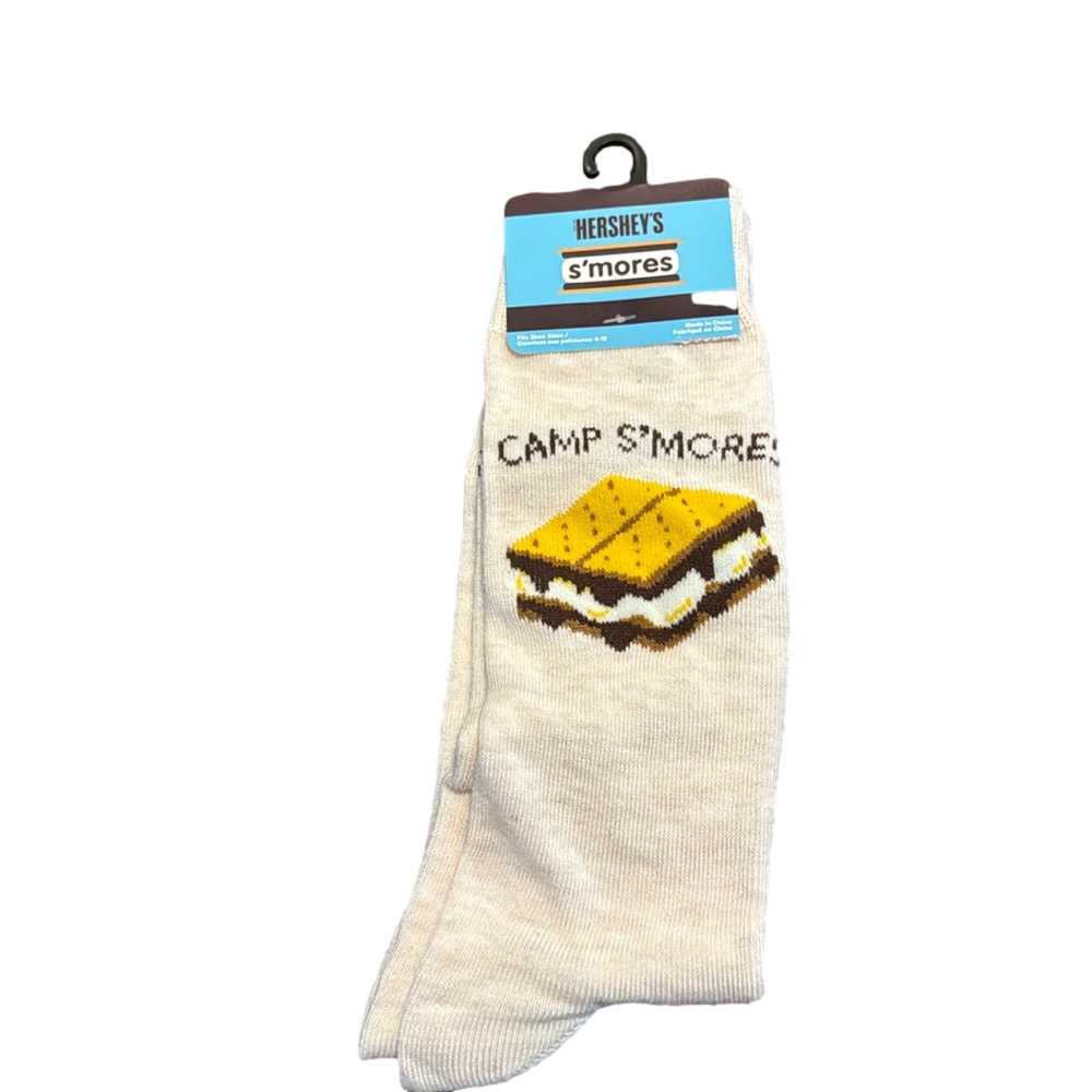 3/$18 Hershey’ S’mores Campfire Camping Themed Crew Socks NWT